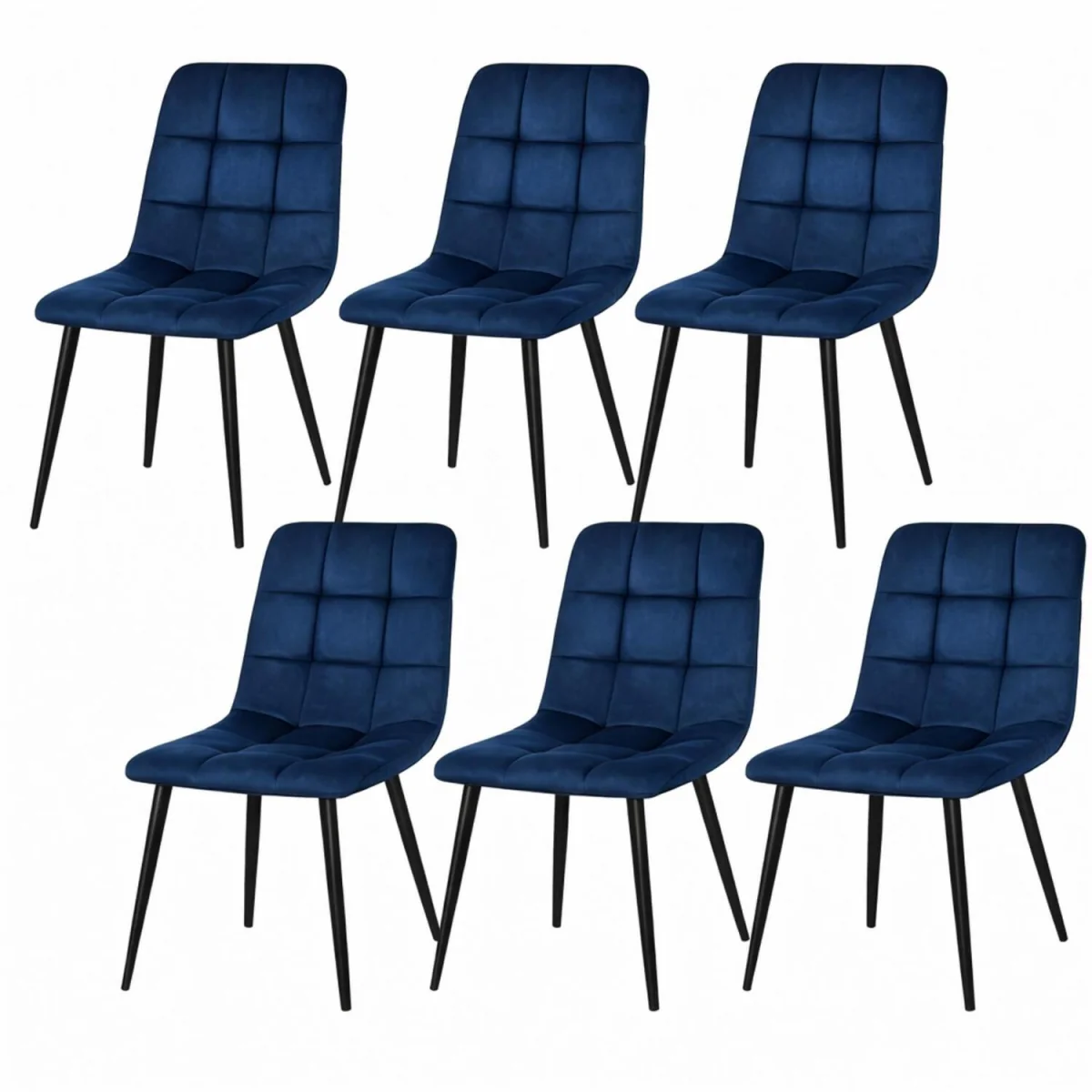 Rustic Wooden Dining Table Set with 6 Blue Chairs Modern Dining Furniture - Brown – image 2