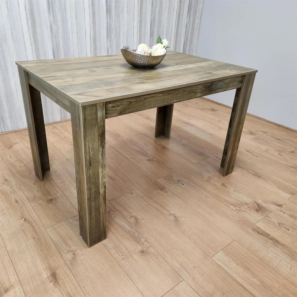 Rustic Wooden Dining Table Set with 6 Blue Chairs Modern Dining Furniture - Brown – image 3