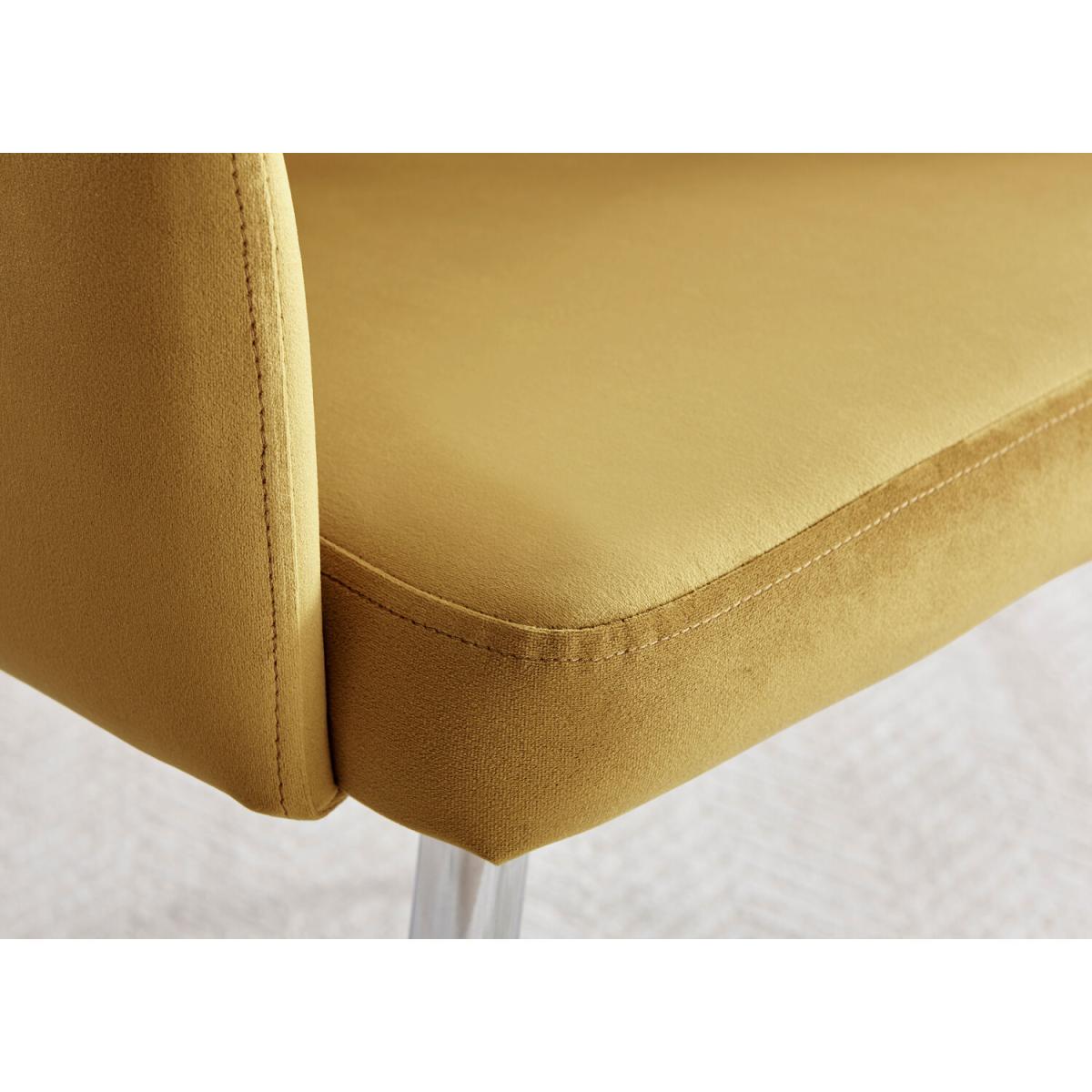 Malmo Glass and Black Leg Dining Table and 4 Calla Silver Leg Chairs - Mustard – image 2