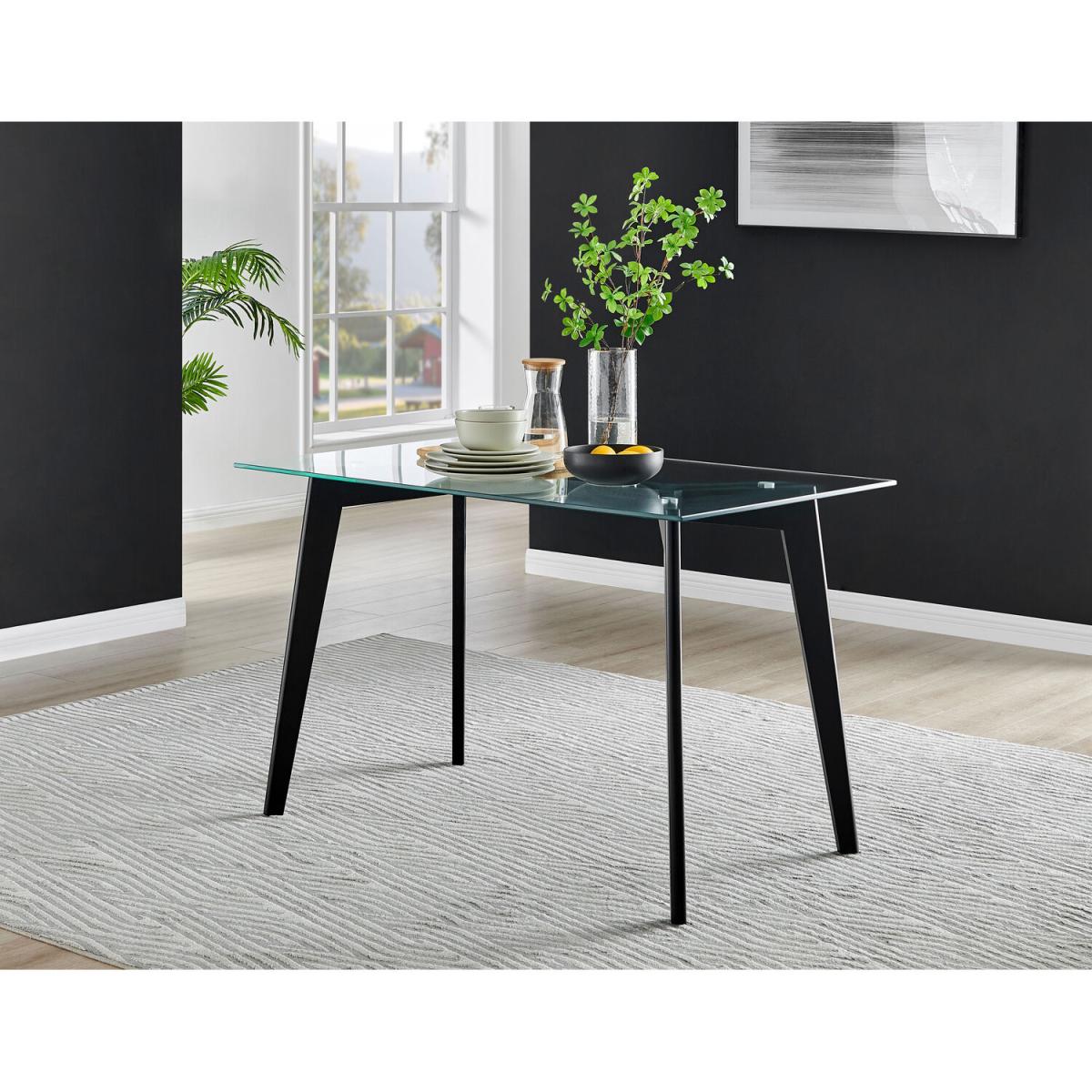 Malmo Glass and Black Leg Dining Table and 4 Calla Silver Leg Chairs - Mustard – image 3