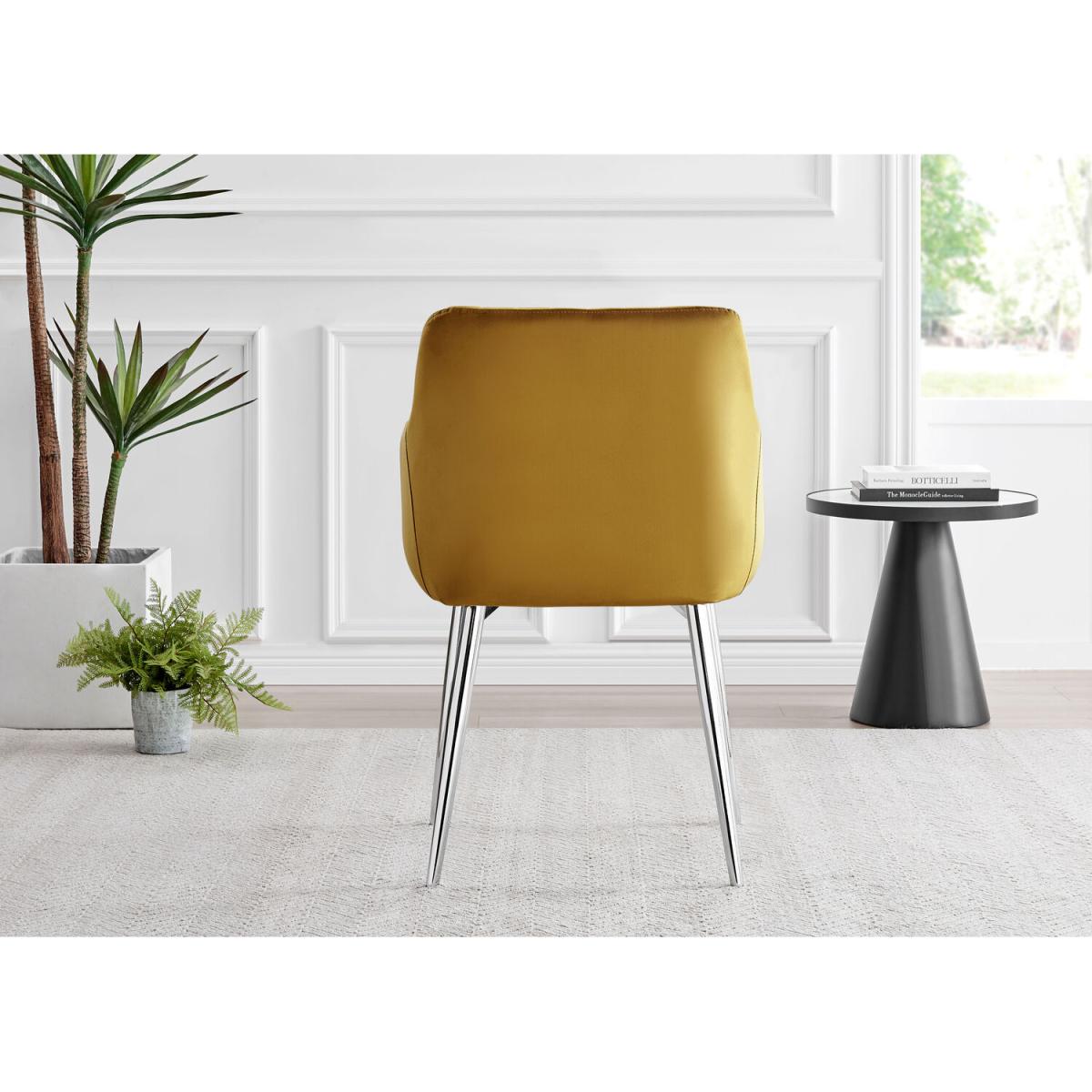 Malmo Glass and Black Leg Dining Table and 4 Calla Silver Leg Chairs - Mustard – image 7