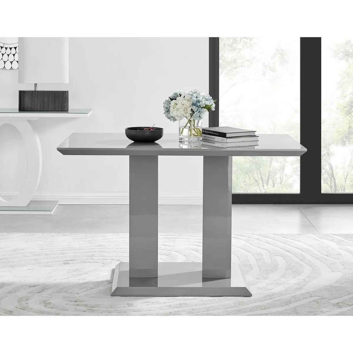 Imperia 4 Grey Dining Table and 4 Pesaro Black Leg Chairs - Green – image 11