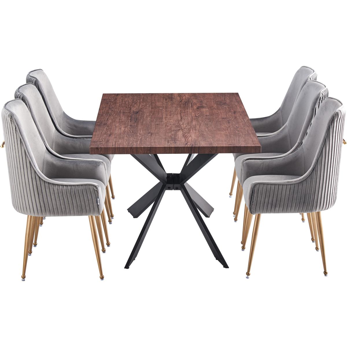 Soho Duke LUX Dining Set Includes a Table and Velvet Chairs Set of 6 - Blue – image 13