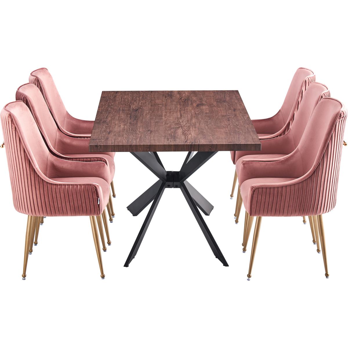 Soho Duke LUX Dining Set Includes a Table and Velvet Chairs Set of 6 - Blue – image 5