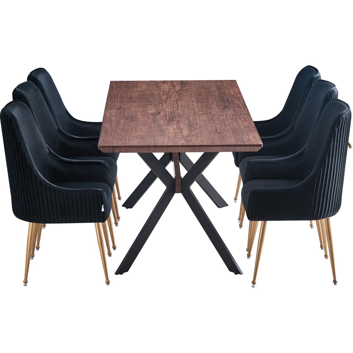 Soho Duke LUX Dining Set Includes a Table and Velvet Chairs Set of 6 - Blue – image 9