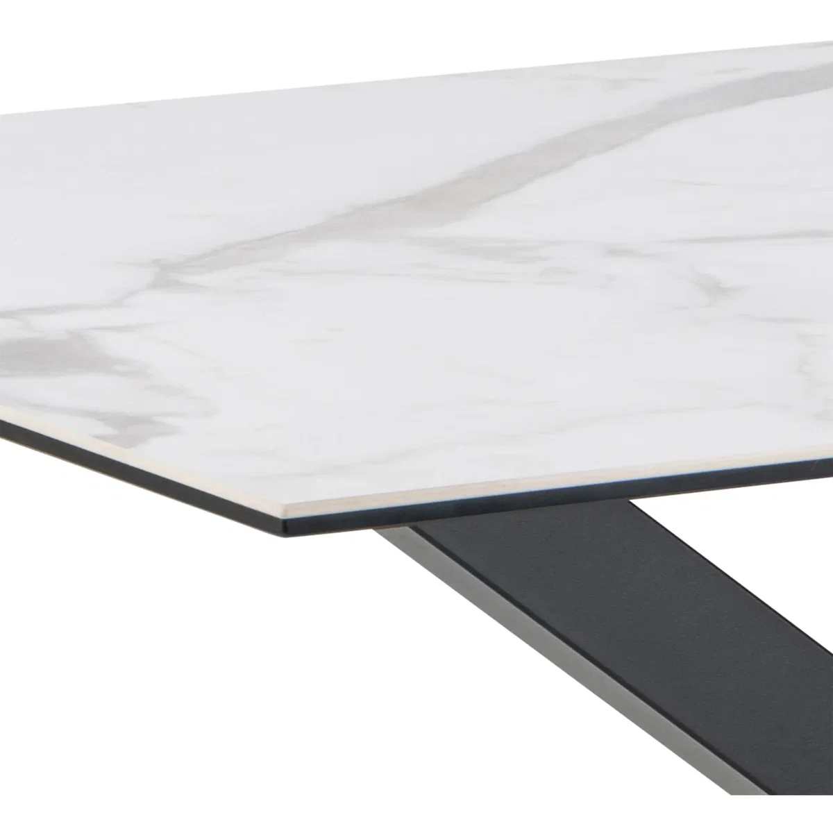 Heaven Dining Table Ceramic White 135x80 + 4 Alonso Swivel Cream Chairs - White & Cream – image 8