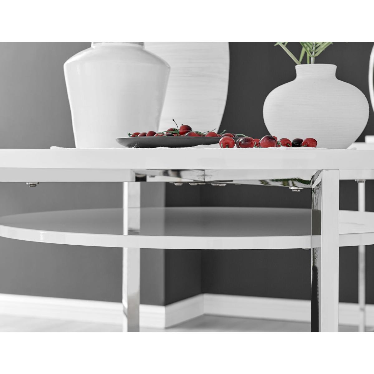 Adley White High Gloss Storage Dining Table and 4 Murano Chairs - Grey – image 13