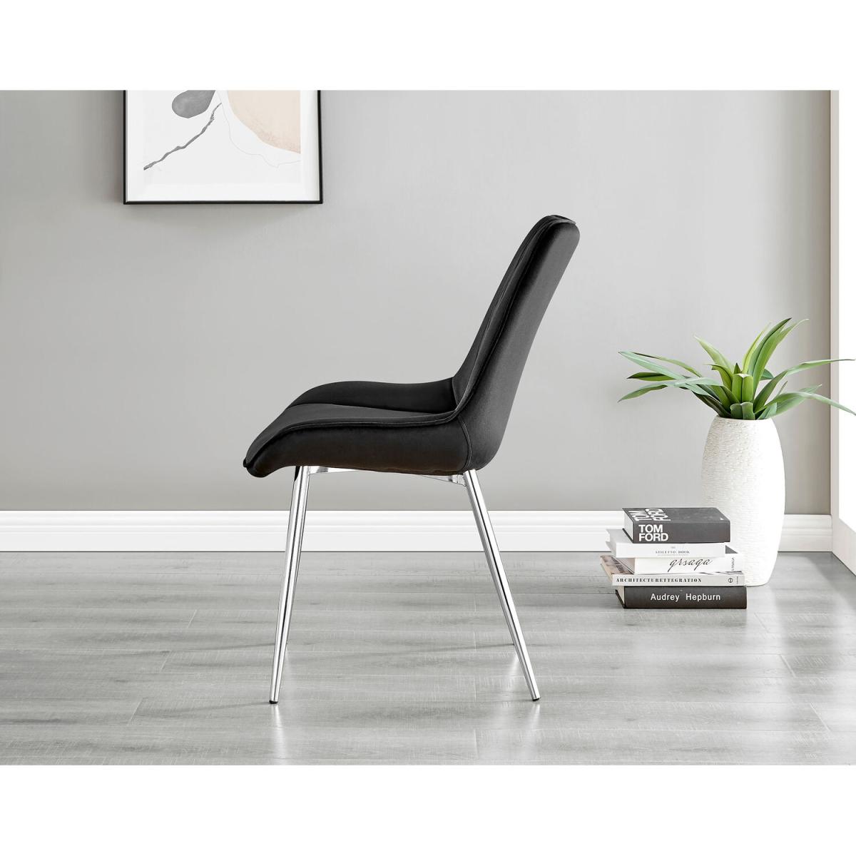 Giovani Round Grey 100cm Table and 4 Pesaro Silver Leg Chairs - Mustard – image 14