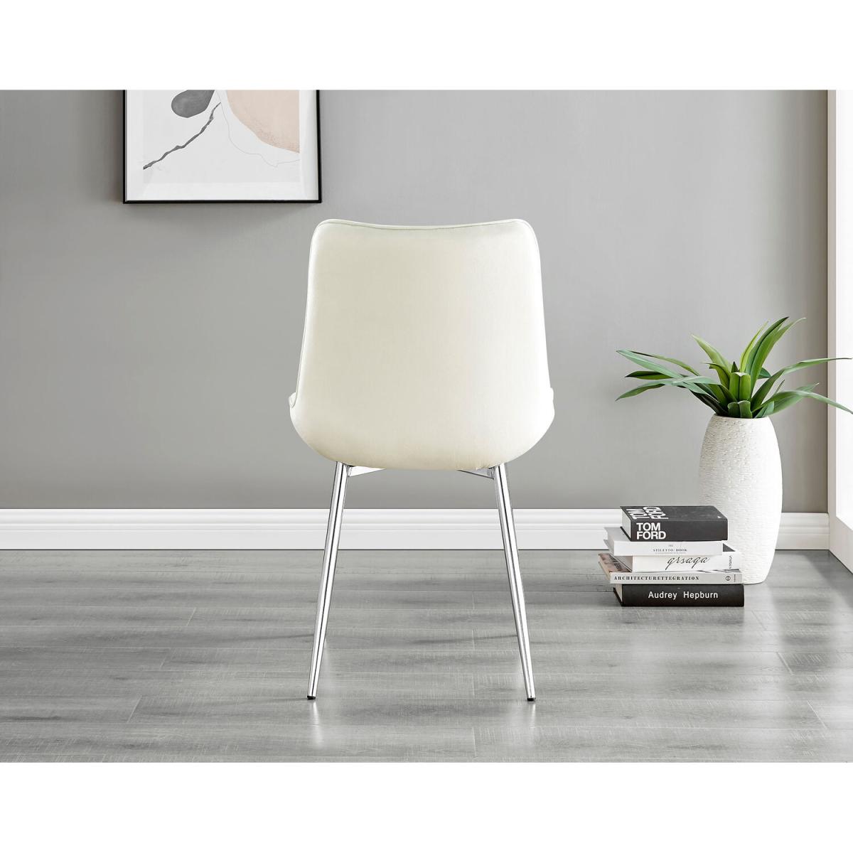 Giovani Round Grey 100cm Table and 4 Pesaro Silver Leg Chairs - Mustard – image 21