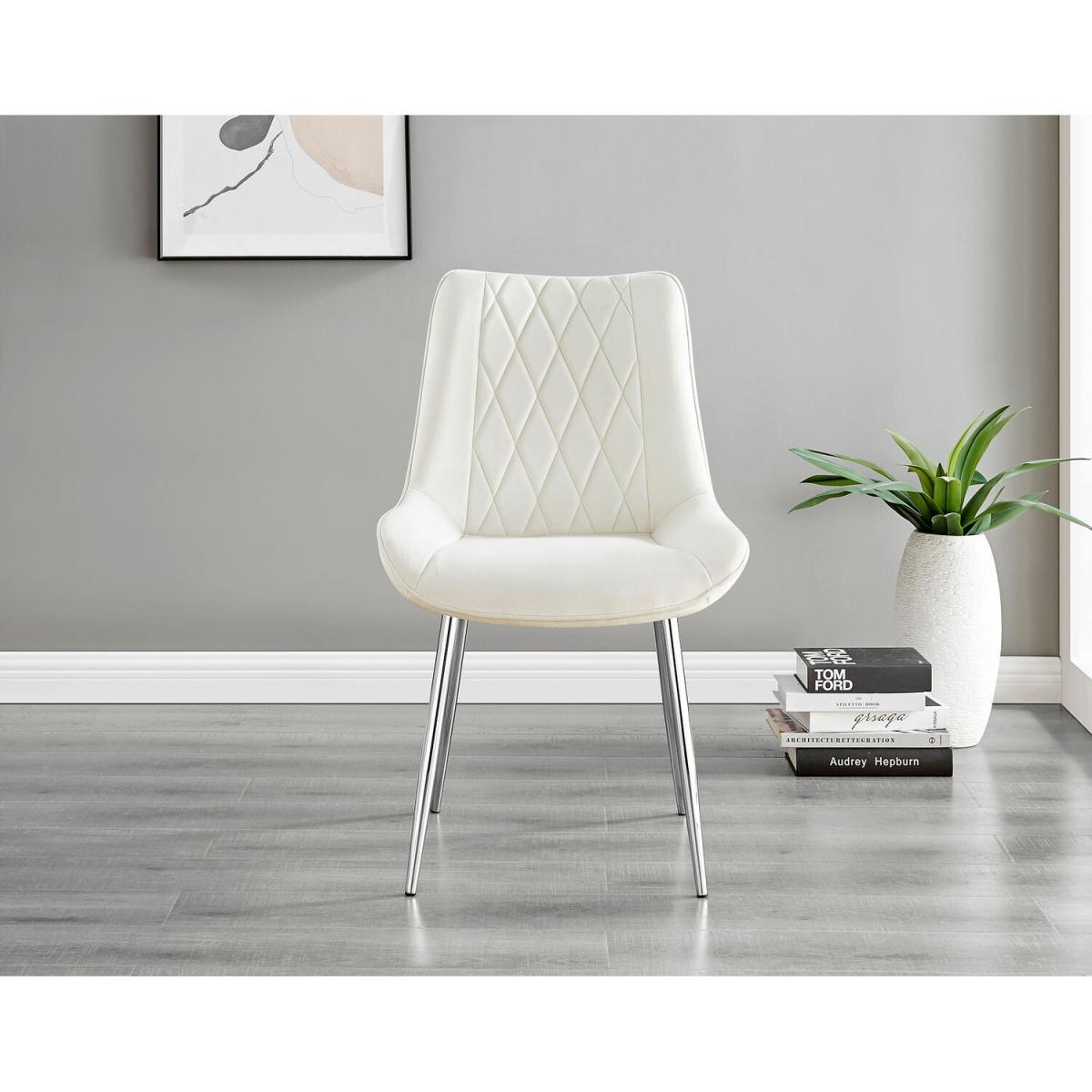 Giovani Round Grey 100cm Table and 4 Pesaro Silver Leg Chairs - Mustard – image 22