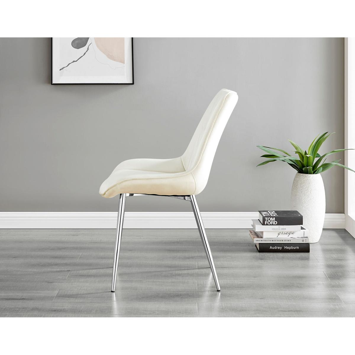 Giovani Round Grey 100cm Table and 4 Pesaro Silver Leg Chairs - Mustard – image 23