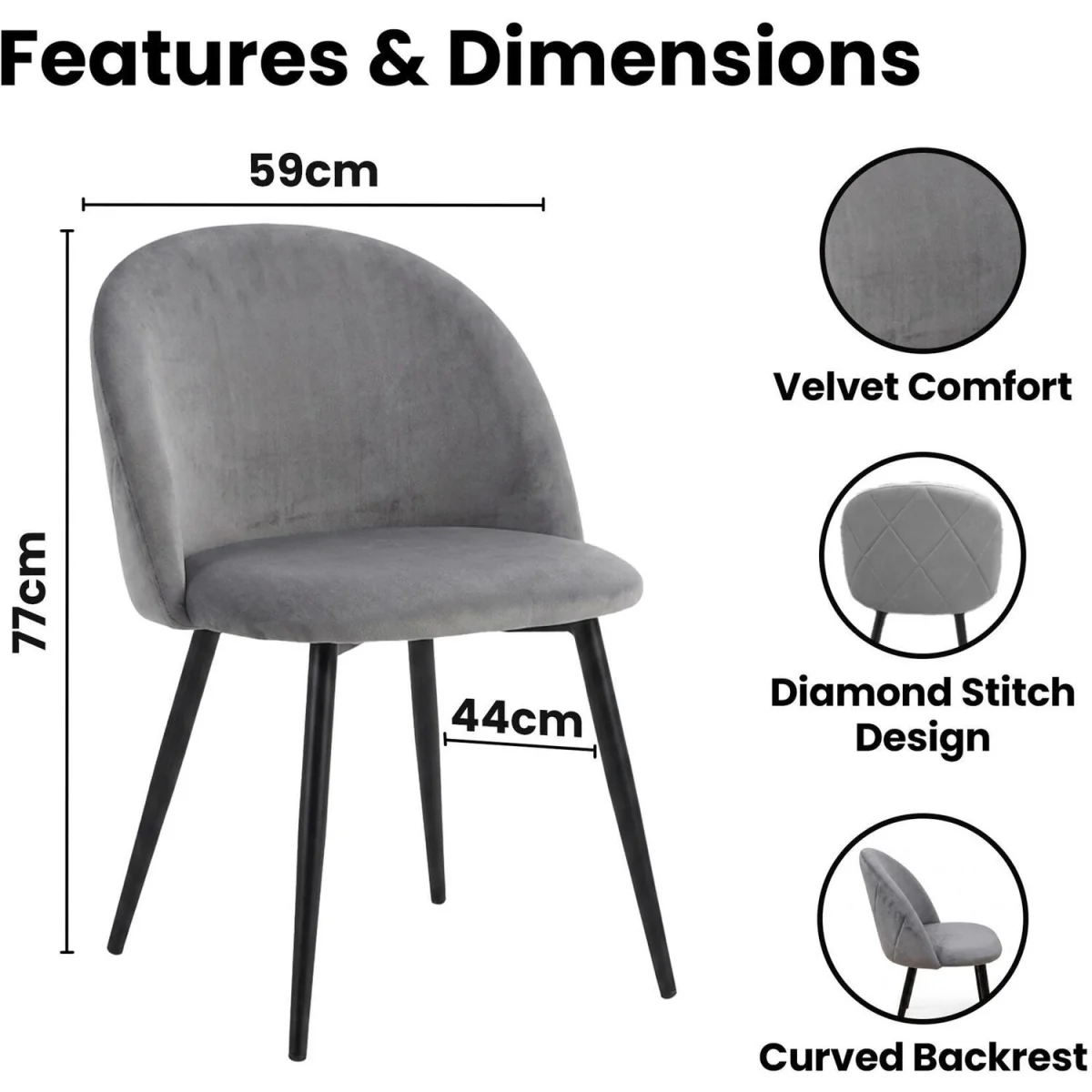 Rustic Wood-Effect Wavy X-Shaped Legs Dining Table Set with 4 Grey Velvet Chairs, 117cm Length - Brown – image 3