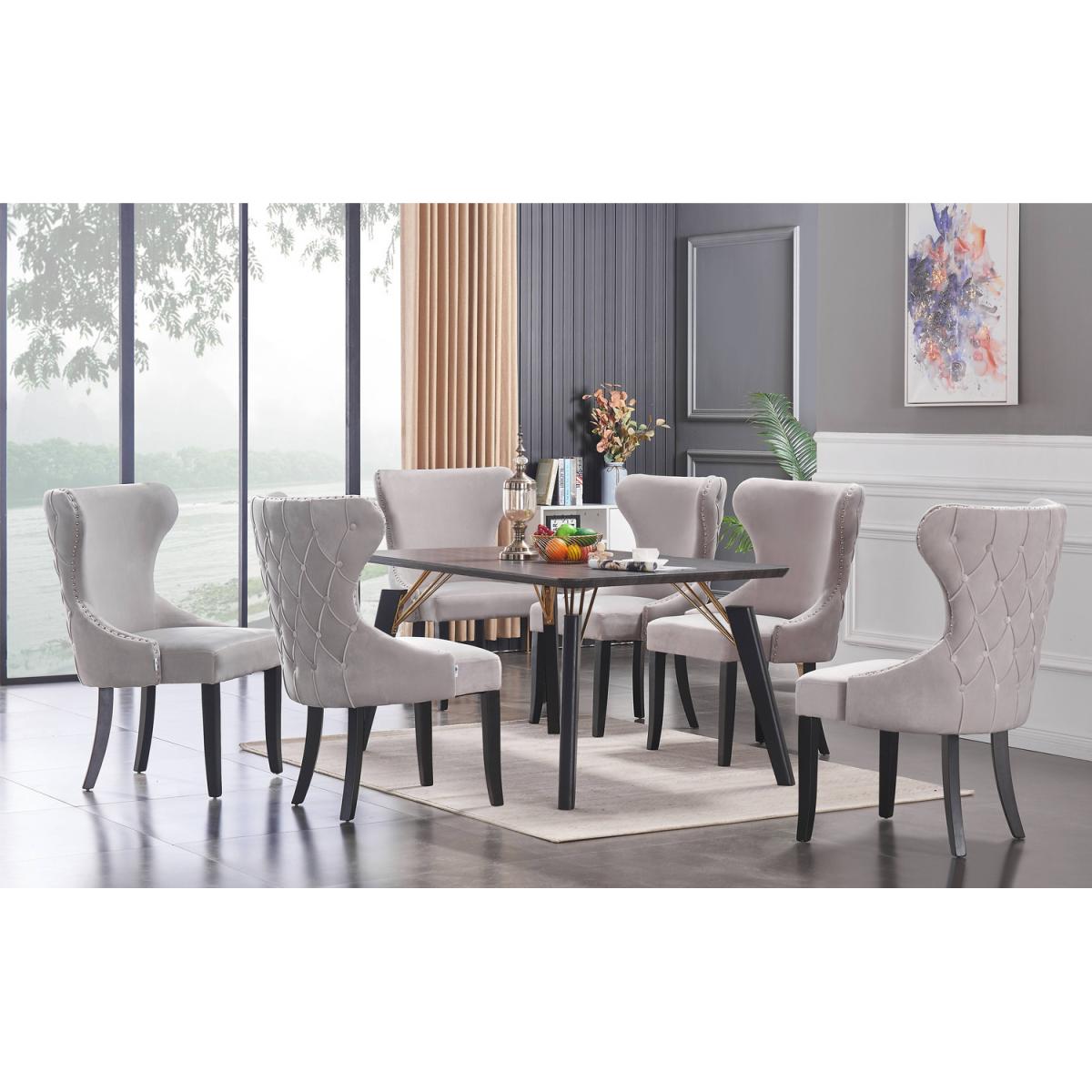 Mayfair Cosmo LUX Dining Set with a Modern Table and Chairs Set of 6 - Light Grey – image 6