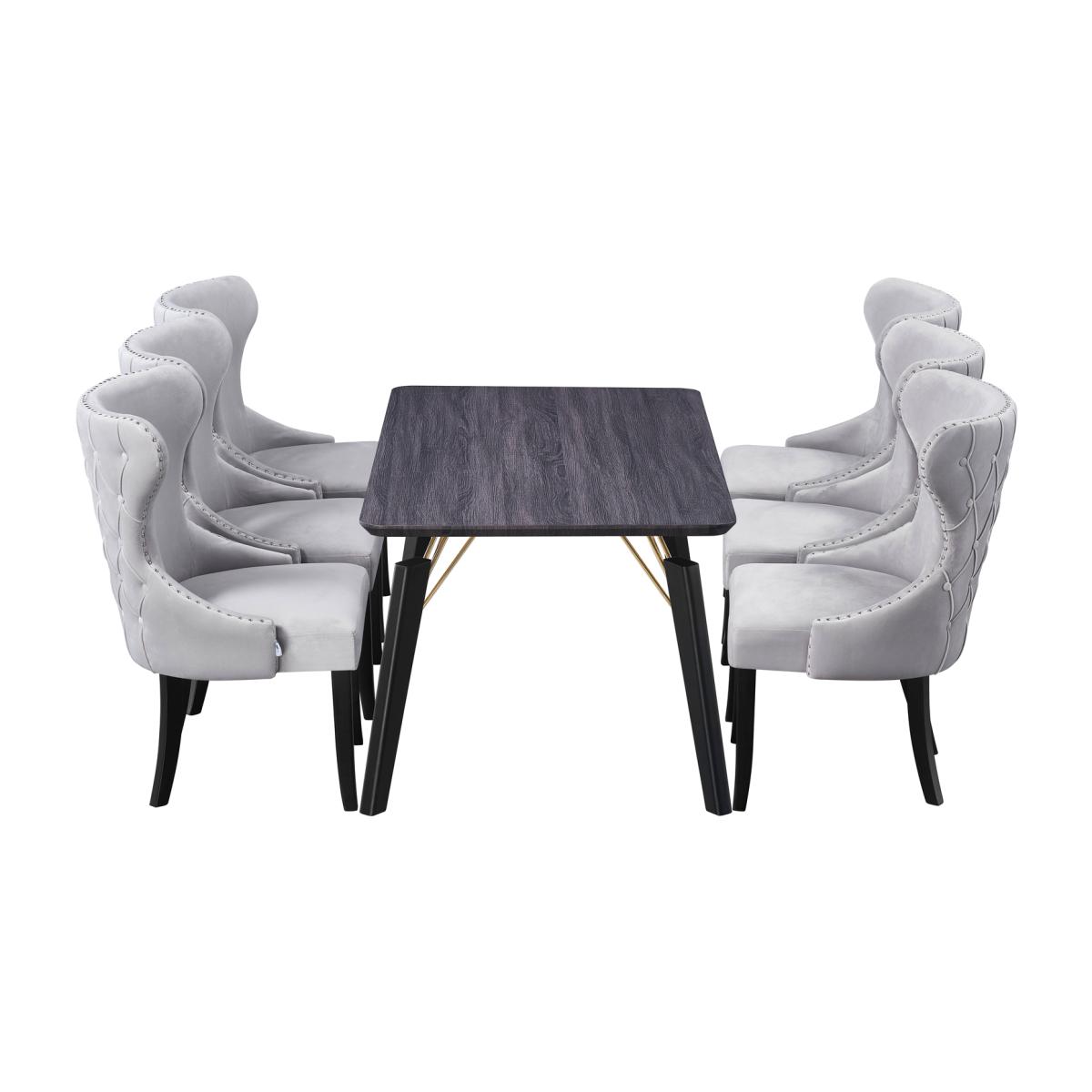 Mayfair Cosmo LUX Dining Set with a Modern Table and Chairs Set of 6 - Light Grey – image 1