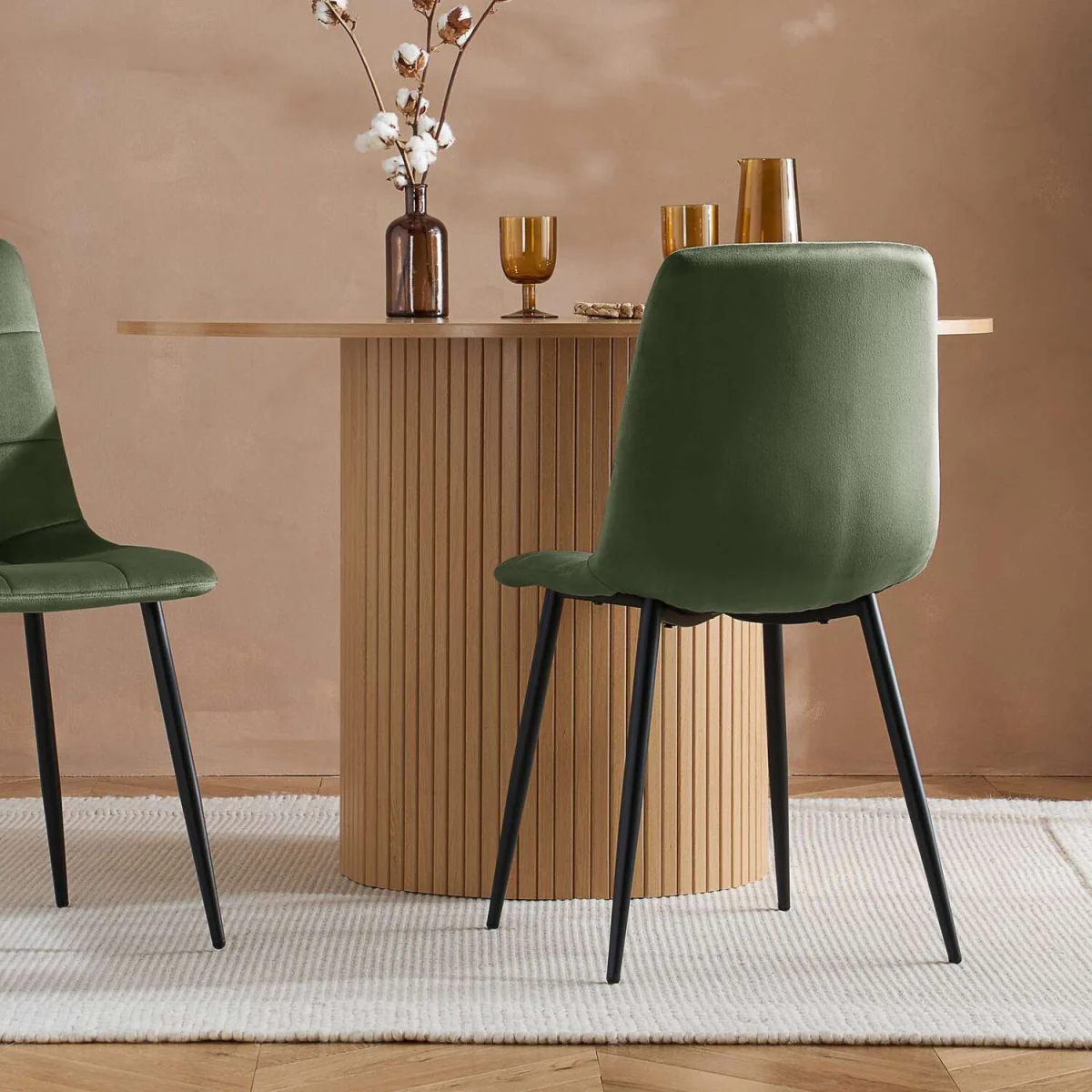 Birlea Axel Round Fluted Dining Table with 4 Chairs - Oak – image 2