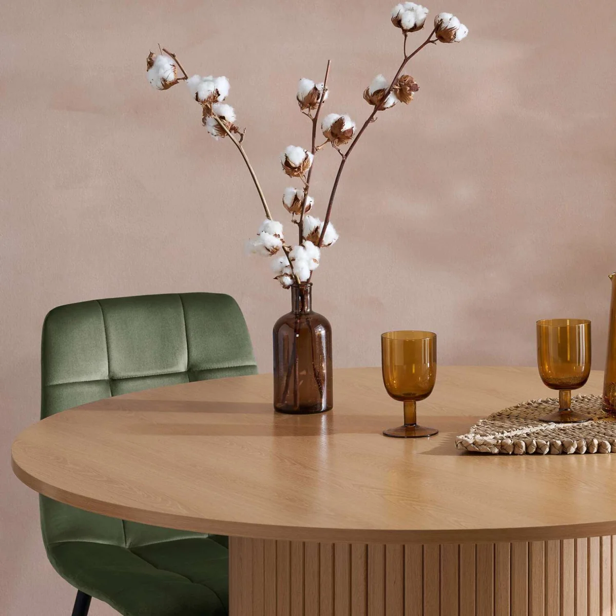 Birlea Axel Round Fluted Dining Table with 4 Chairs - Oak – image 3
