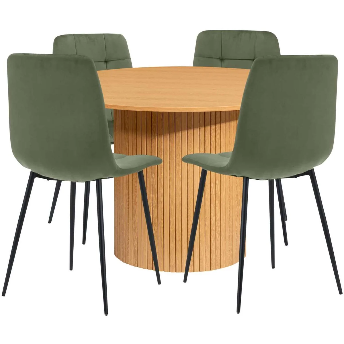 Birlea Axel Round Fluted Dining Table with 4 Chairs - Oak – image 6