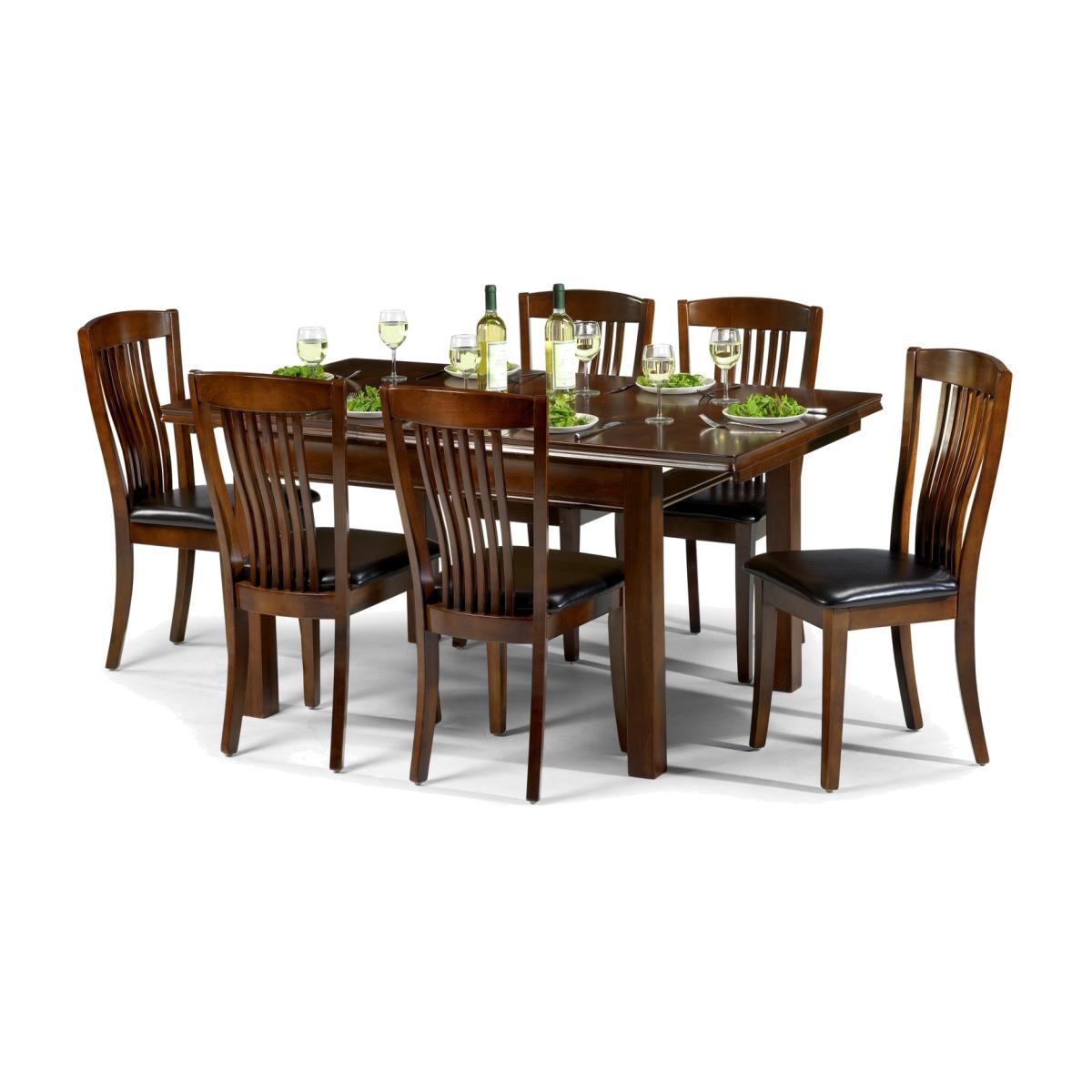 Canterbury Rectangular Extending Table and Chairs Set - Brown / 1 Table and 6 Chairs