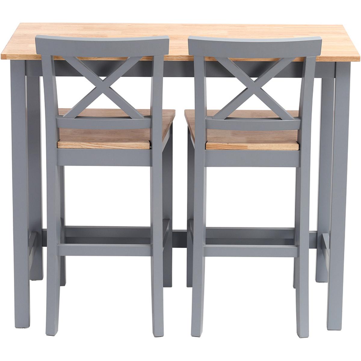 Modern Pine Wood Dinning Bar Table High Chair Stool Set - Grey – image 3