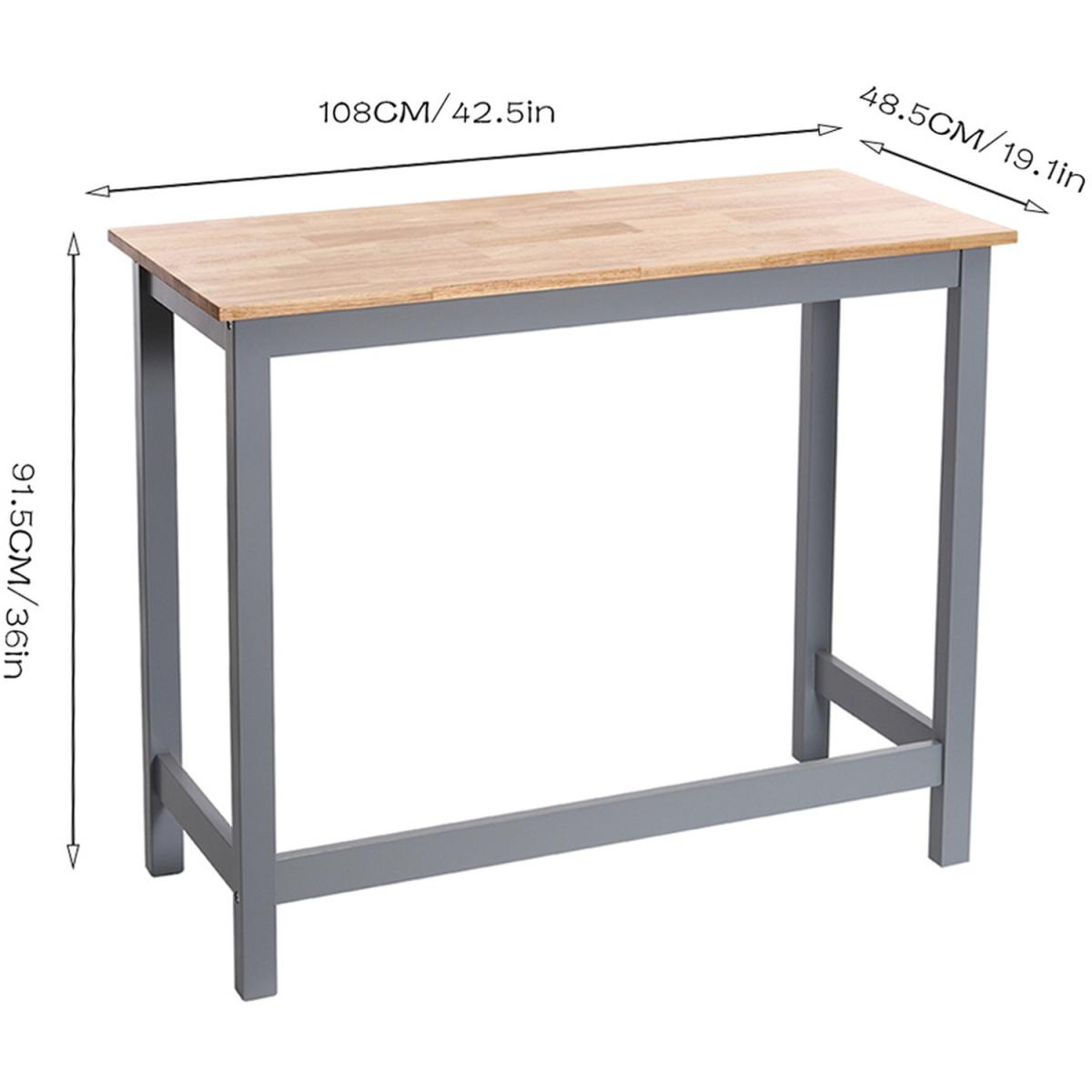 Modern Pine Wood Dinning Bar Table High Chair Stool Set - Grey – image 4