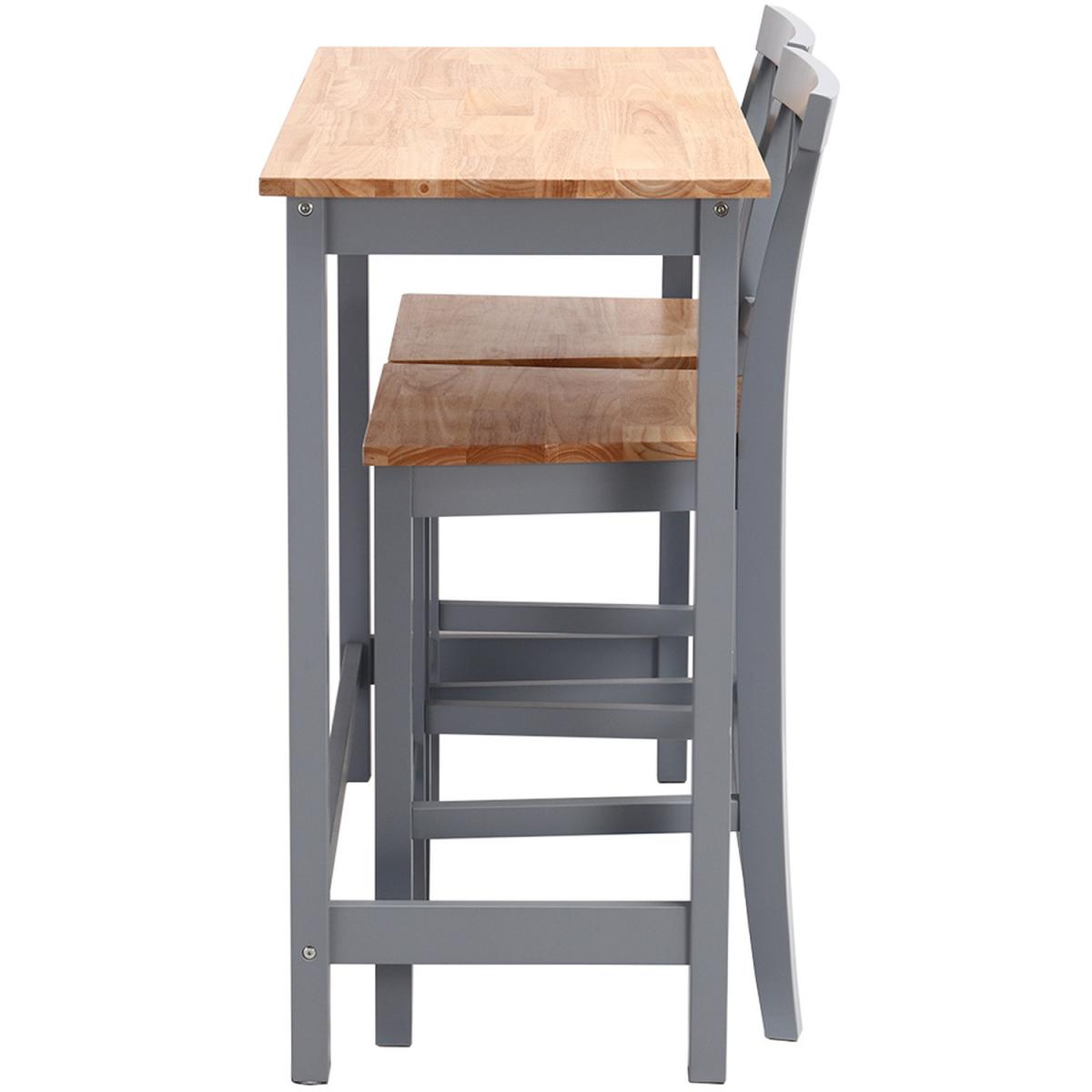 Modern Pine Wood Dinning Bar Table High Chair Stool Set - Grey – image 6