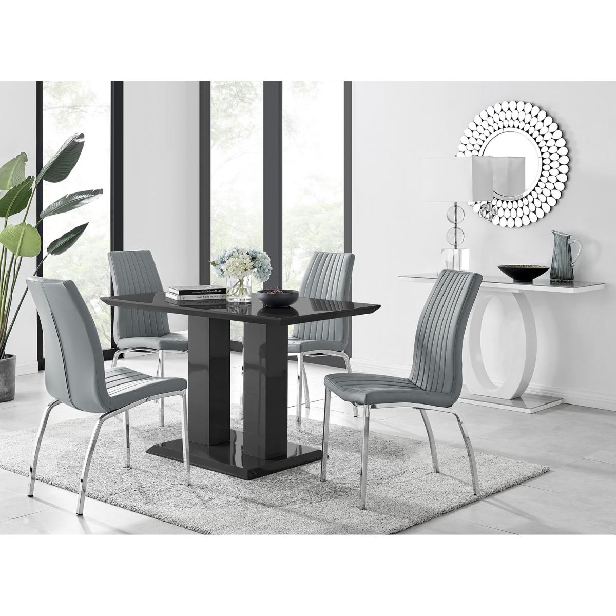 Imperia 4 Black Dining Table and 4 Isco Chairs - Grey – image 13