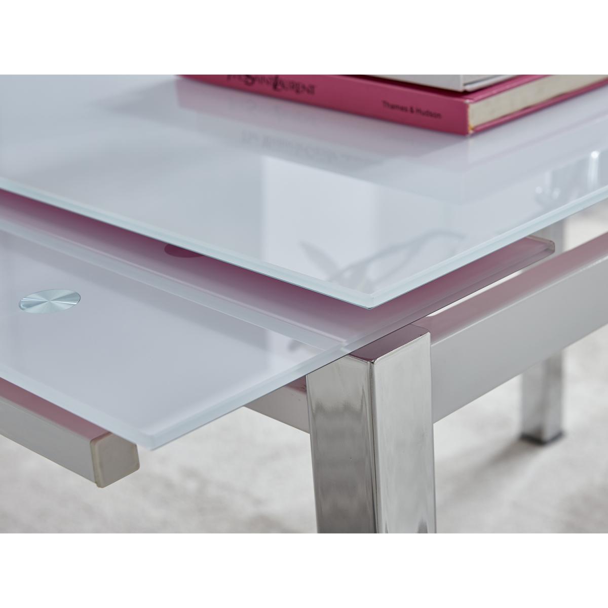Enna White Glass Extending Dining Table With Four Pesaro Gold Leg Chairs - Grey – image 11