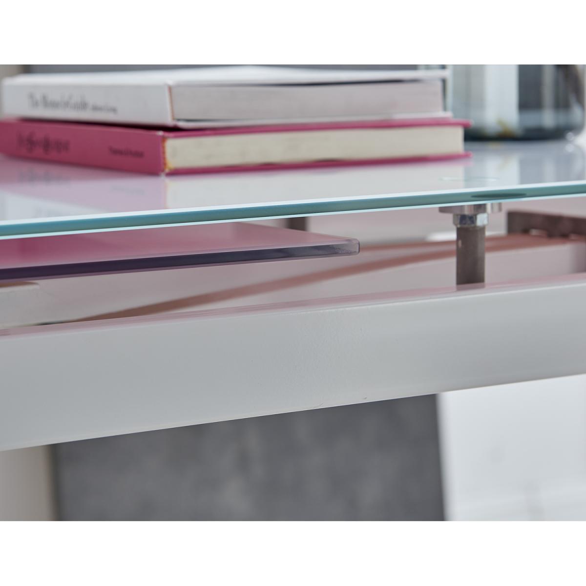 Enna White Glass Extending Dining Table With Four Pesaro Gold Leg Chairs - Grey – image 12