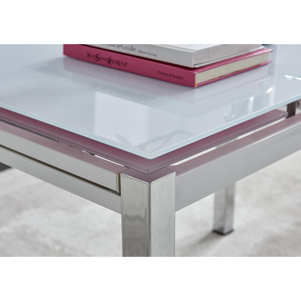 Enna White Glass Extending Dining Table With Four Pesaro Gold Leg Chairs - Grey – image 10