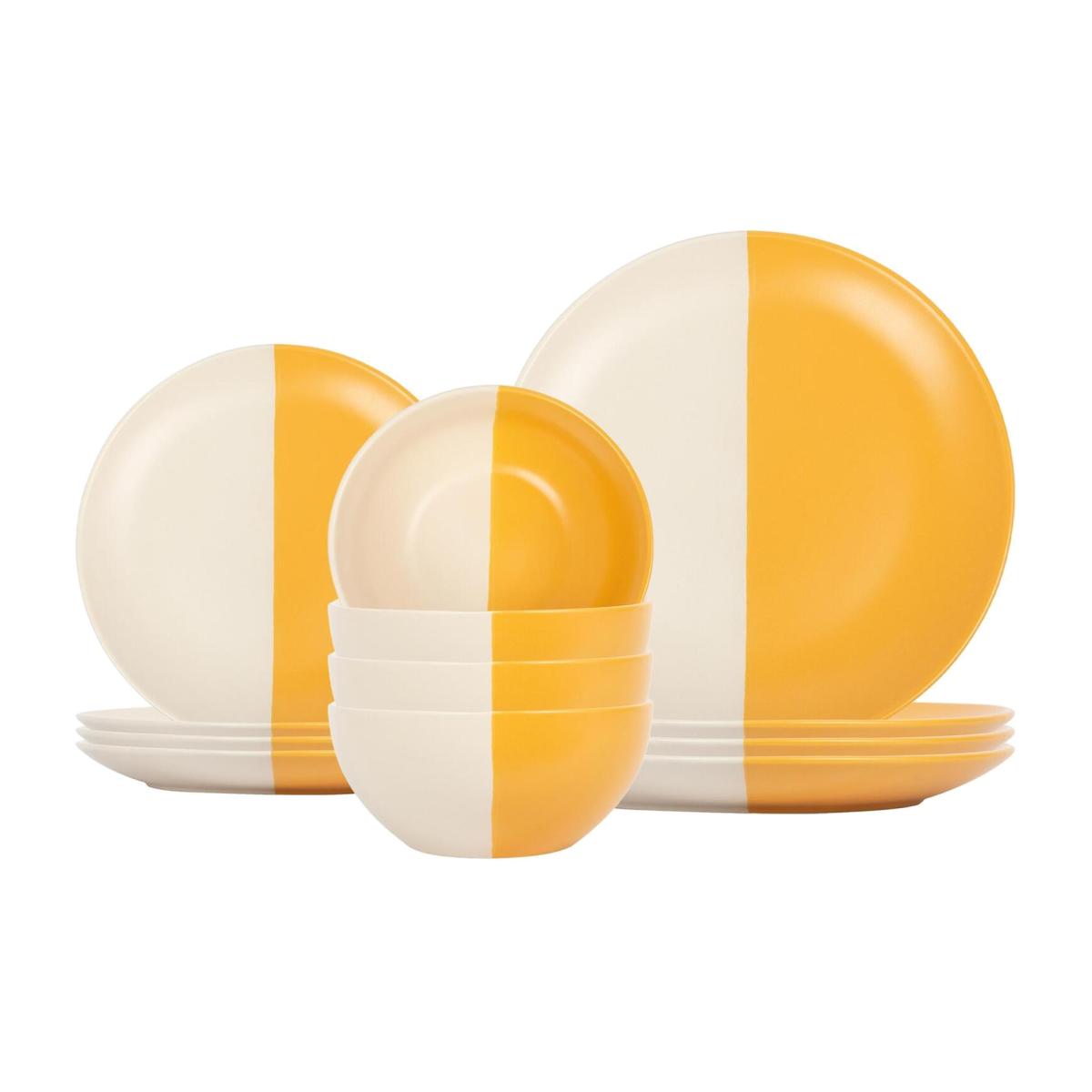 12pc Dipped Stoneware Dinner Set - Yellow