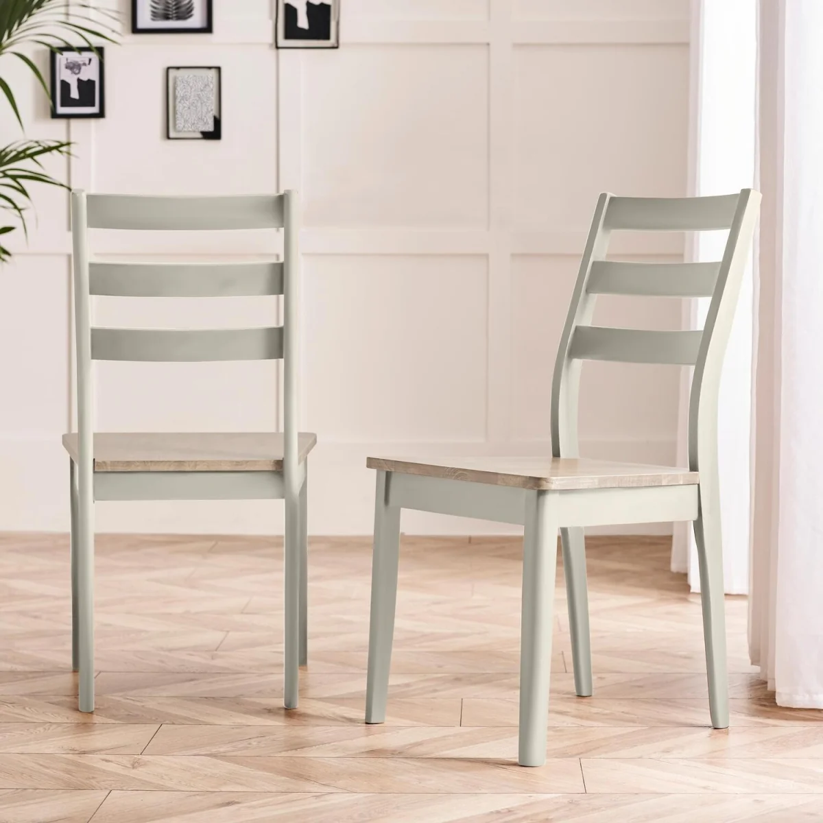 Lulworth Whitewashed Wood Dining Table 6 Lynton Chairs - Light Grey – image 2
