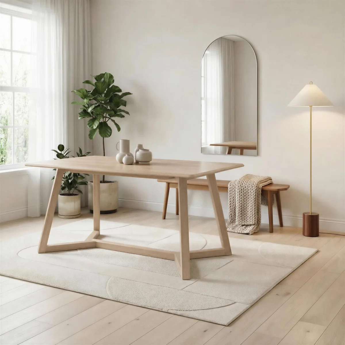 Lulworth Whitewashed Wood Dining Table 6 Lynton Chairs - Light Grey – image 3