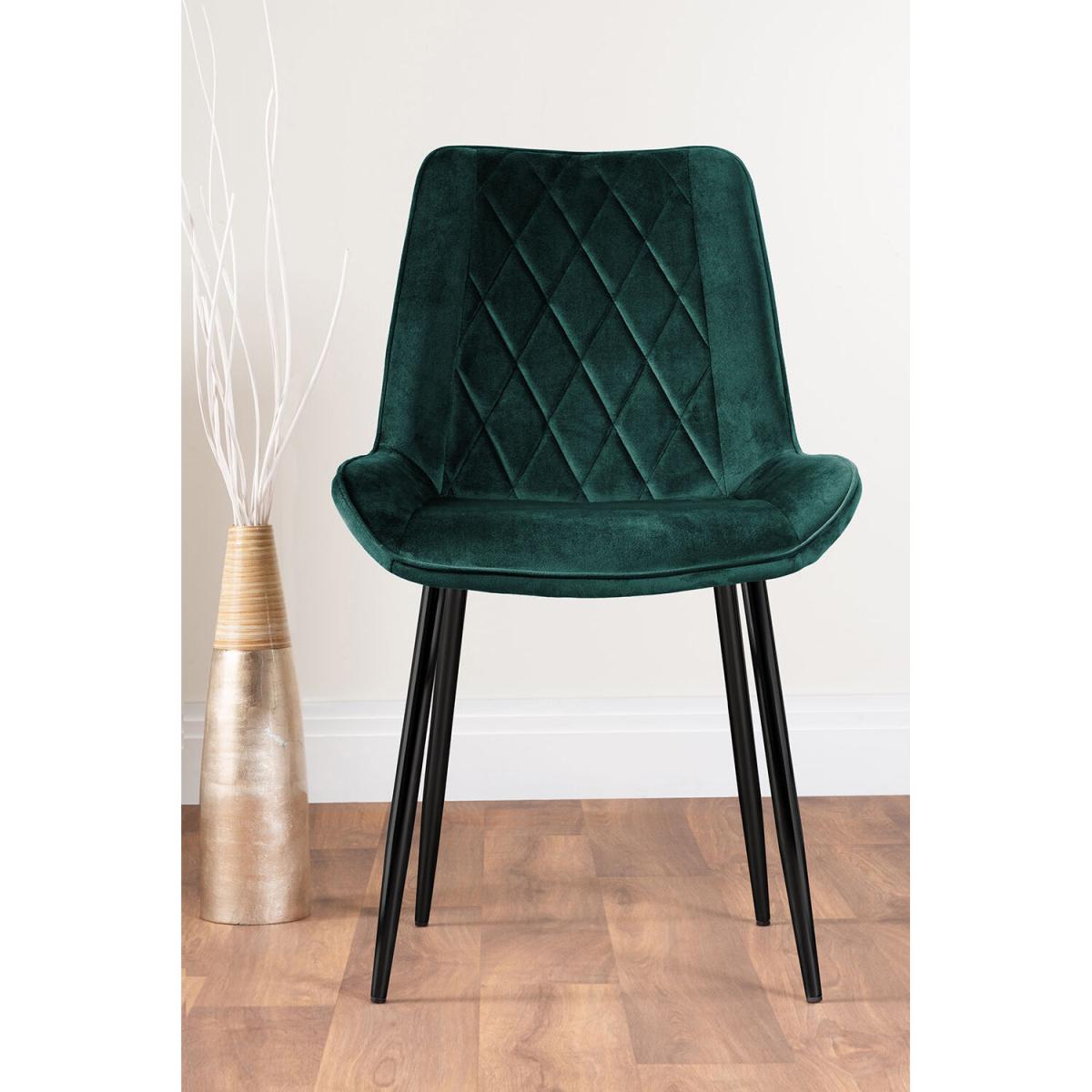 Adley Brown Wood Storage Dining Table and 4 Pesaro Black Leg Chairs - Green – image 2