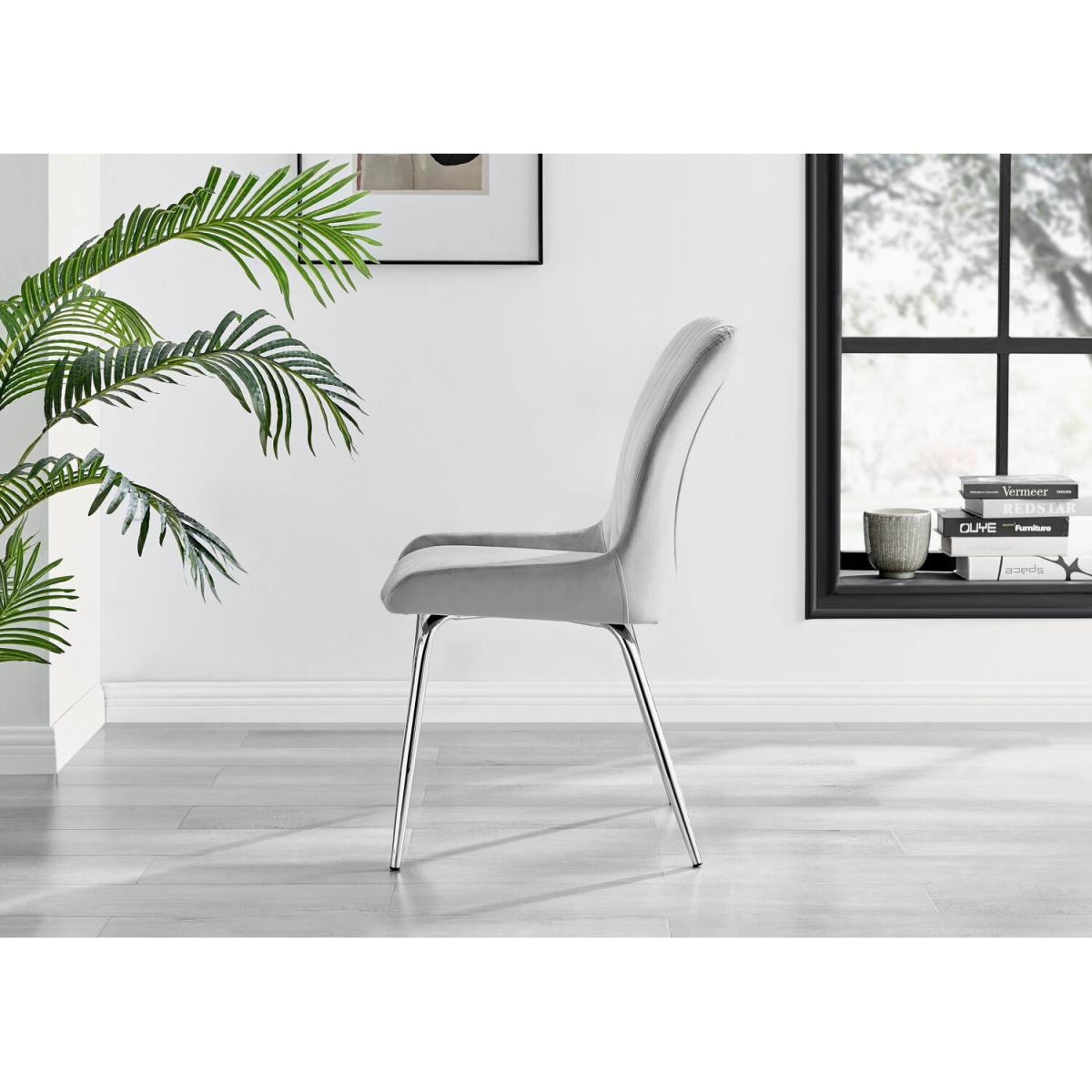 Kylo White Marble Effect Dining Table and 4 Nora Silver Leg Chairs - Light Grey – image 11