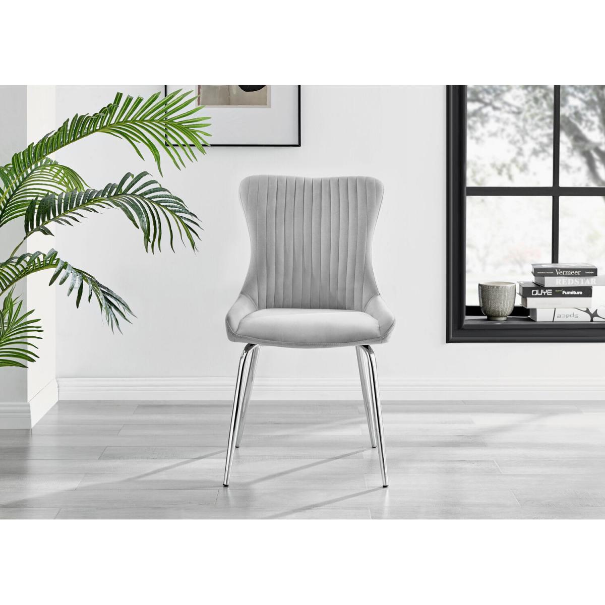 Kylo White Marble Effect Dining Table and 4 Nora Silver Leg Chairs - Light Grey – image 12