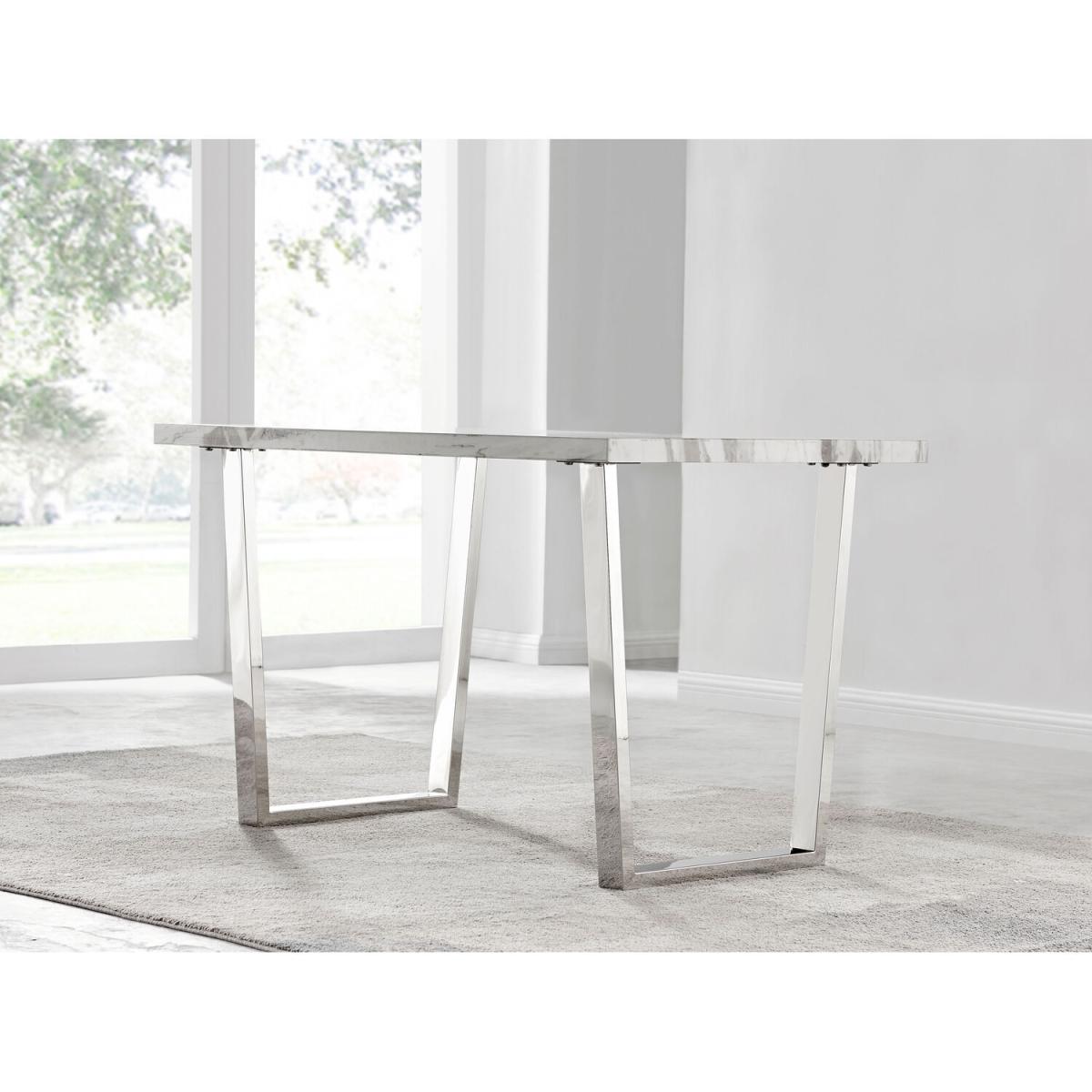 Kylo White Marble Effect Dining Table and 4 Nora Silver Leg Chairs - Light Grey – image 3
