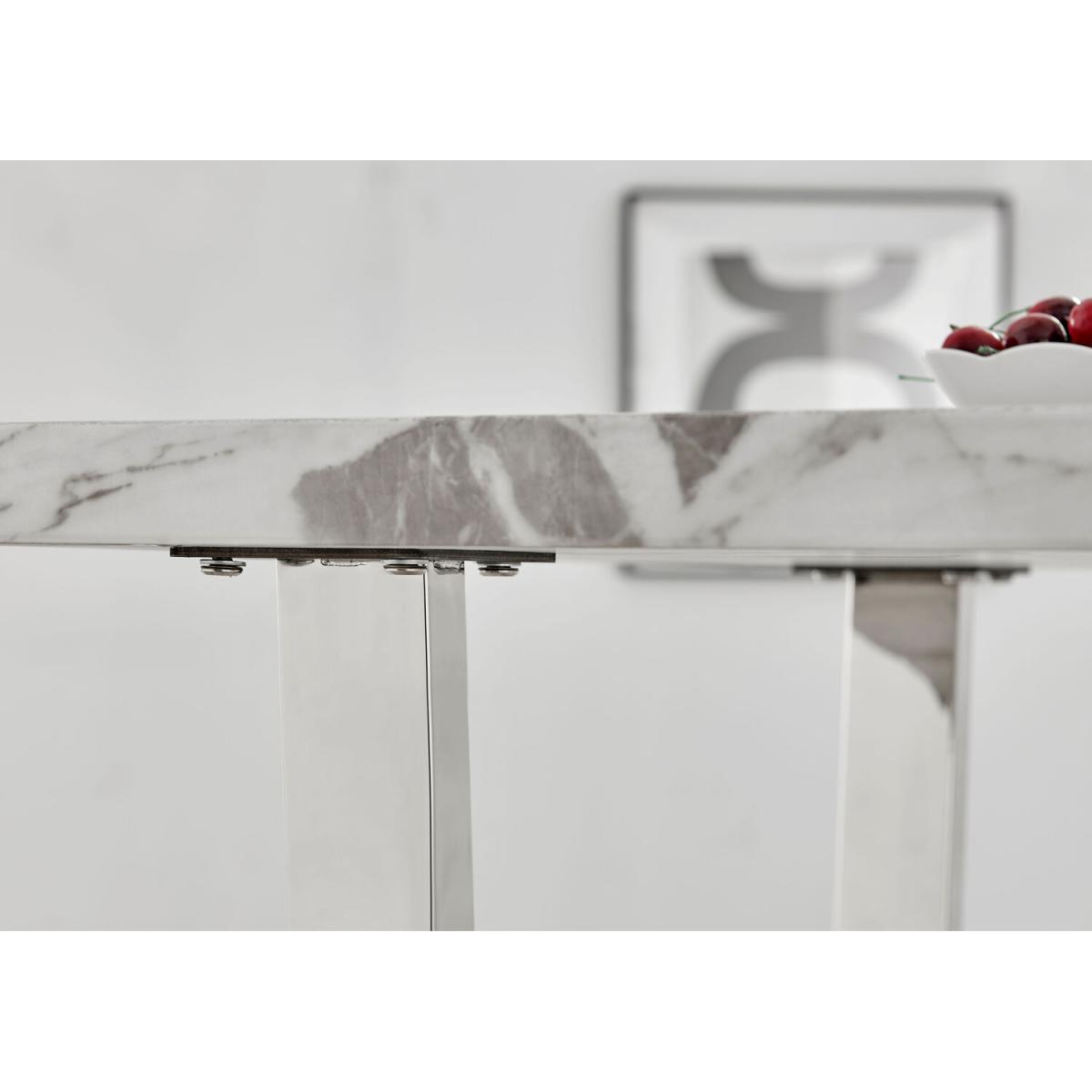 Kylo White Marble Effect Dining Table and 4 Nora Silver Leg Chairs - Light Grey – image 5