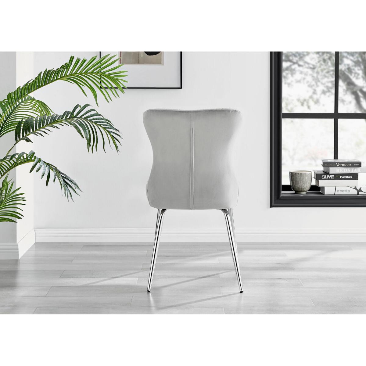 Kylo White Marble Effect Dining Table and 4 Nora Silver Leg Chairs - Light Grey – image 9