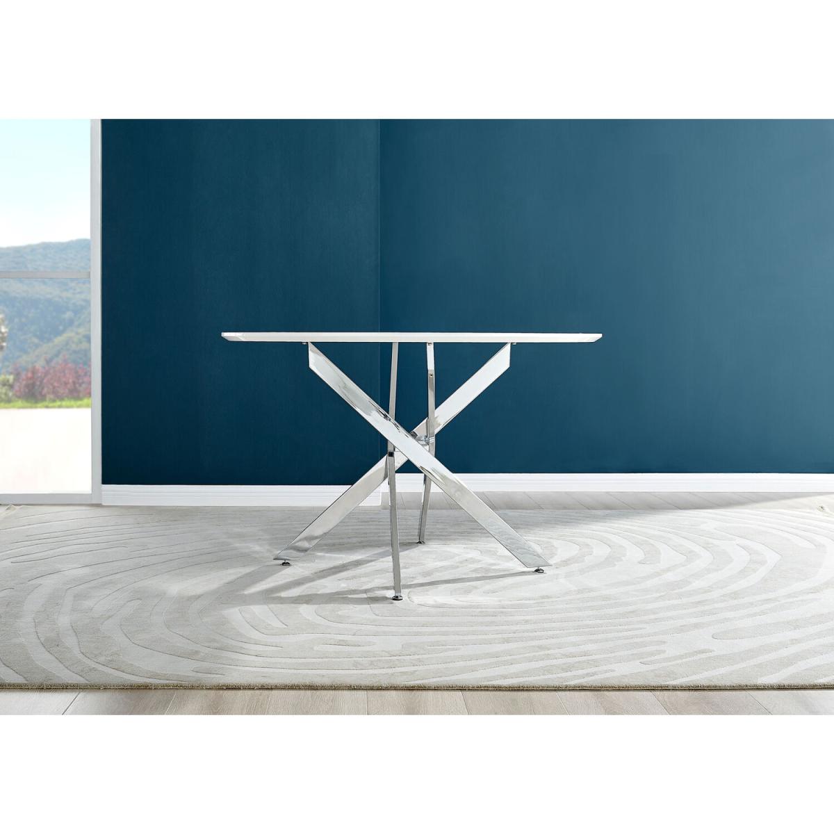 Novara White High Gloss 120cm Dining Table 4 Lorenzo Chairs - Mustard – image 2