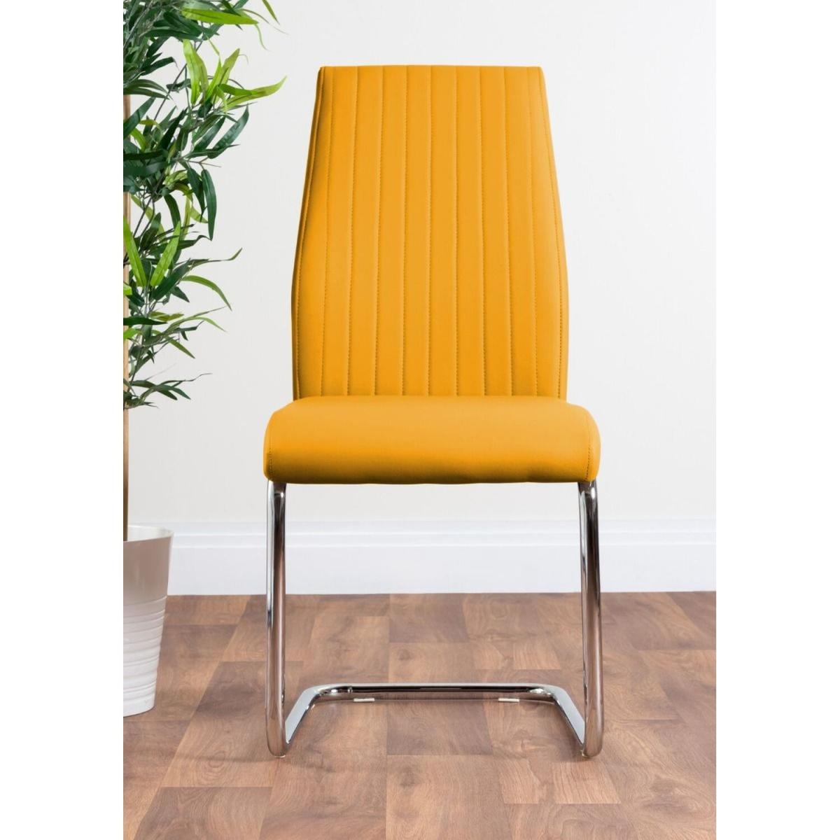 Novara White High Gloss 120cm Dining Table 4 Lorenzo Chairs - Mustard – image 32
