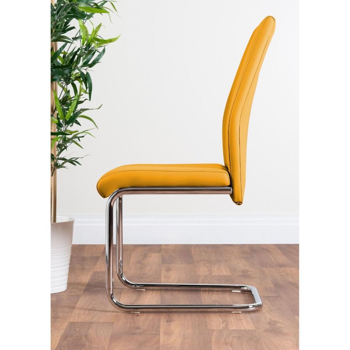 Novara White High Gloss 120cm Dining Table 4 Lorenzo Chairs - Mustard – image 33