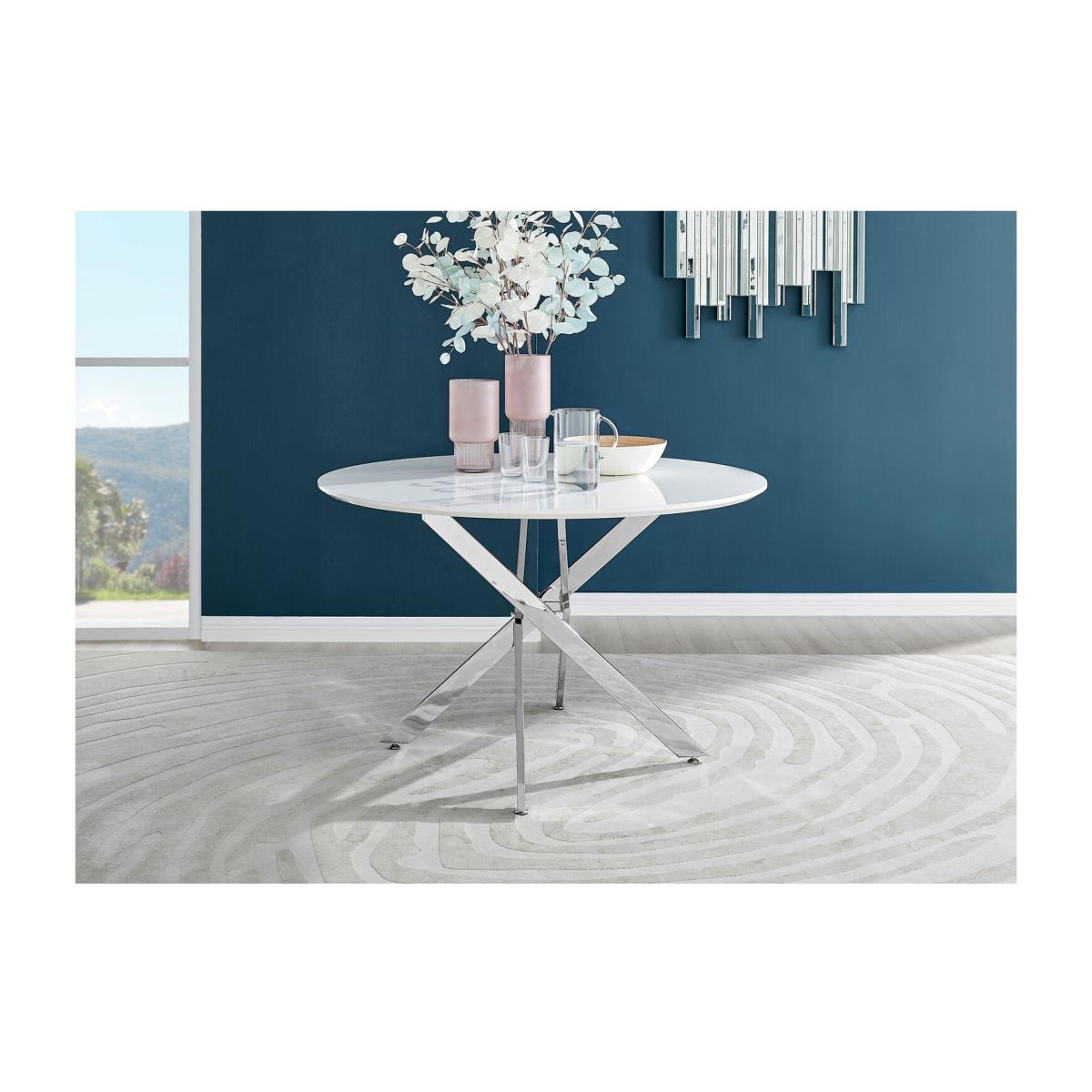 Novara White High Gloss 120cm Dining Table 4 Lorenzo Chairs - Mustard – image 1
