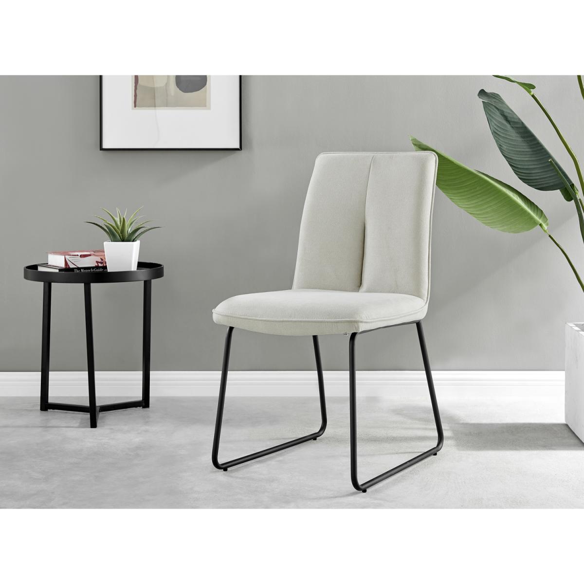 Anders Dark Walnut Wood Dining Table and 4 Halle Chairs - Cream – image 3