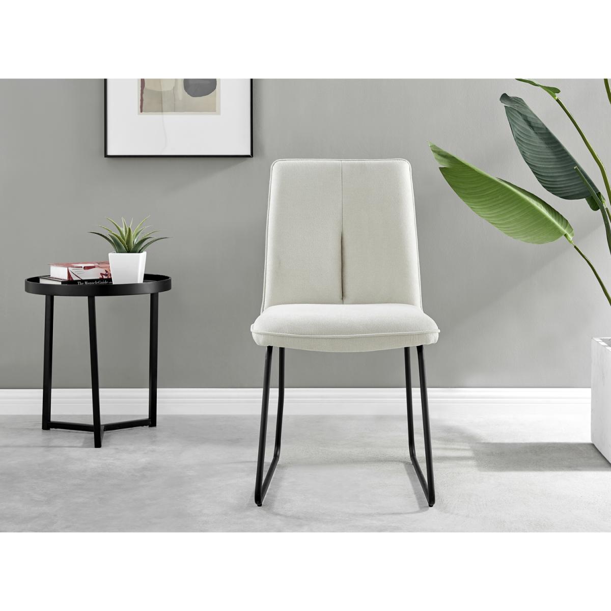 Anders Dark Walnut Wood Dining Table and 4 Halle Chairs - Cream – image 4