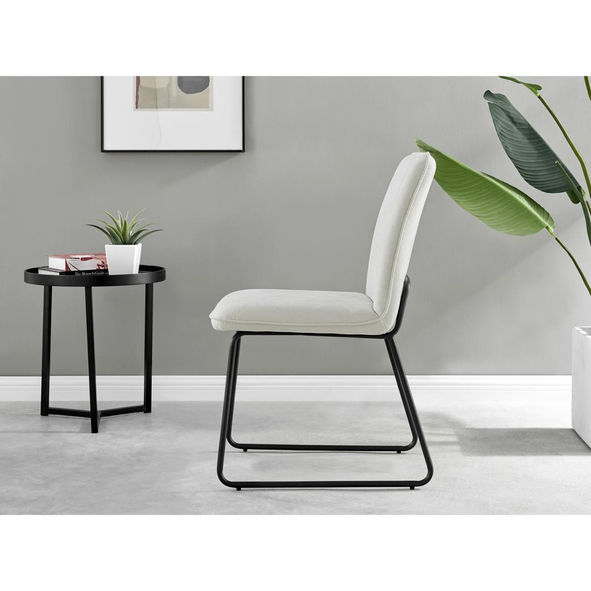 Anders Dark Walnut Wood Dining Table and 4 Halle Chairs - Cream – image 5