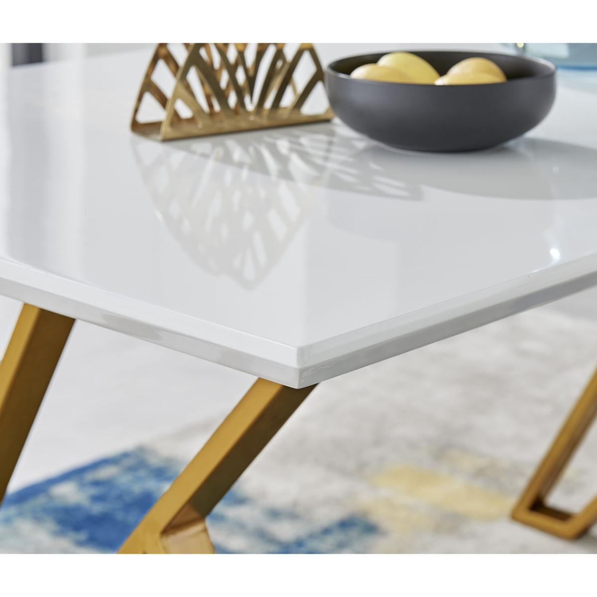 Taranto White High Gloss Dining Table and 6 Pesaro Gold Leg Chairs - Grey – image 13