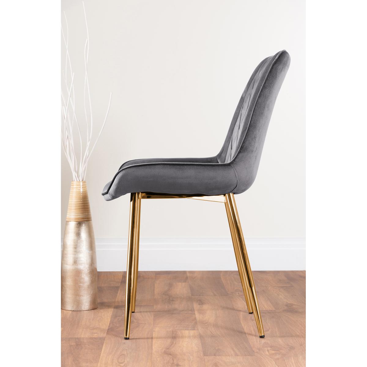 Taranto White High Gloss Dining Table and 6 Pesaro Gold Leg Chairs - Grey – image 4