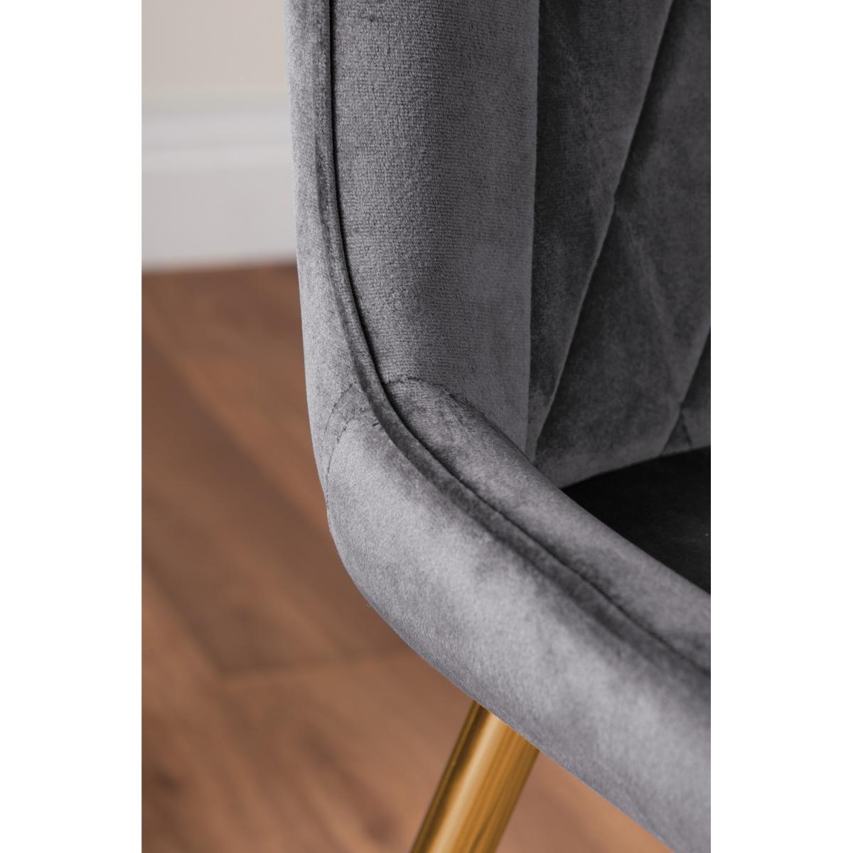 Taranto White High Gloss Dining Table and 6 Pesaro Gold Leg Chairs - Grey – image 7