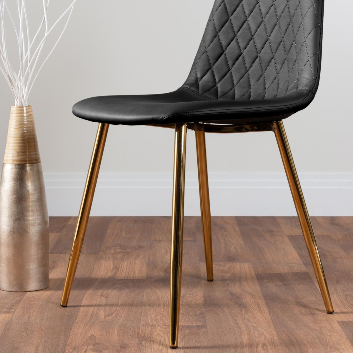 Imperia 4 Black Dining Table and 4 Corona Gold Leg Chairs - Black – image 2