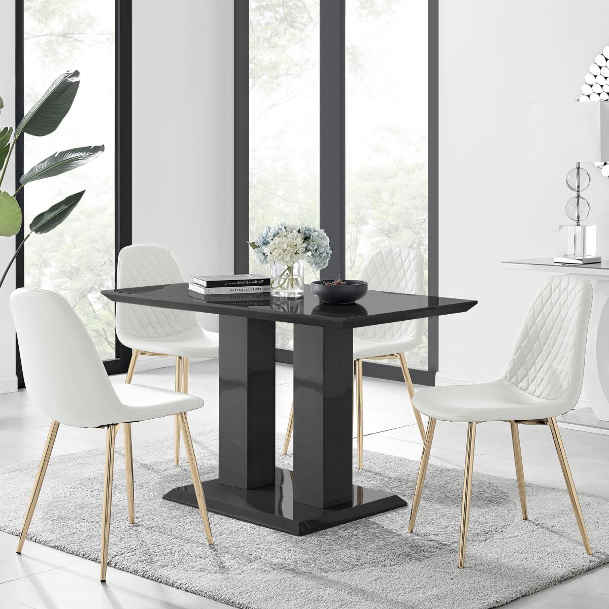 Imperia 4 Black Dining Table and 4 Corona Gold Leg Chairs - Black – image 9